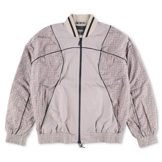 FENDI Mens Ebano Bomber Jacket Piping Stone Beige Zip Size 46 RRP 2100