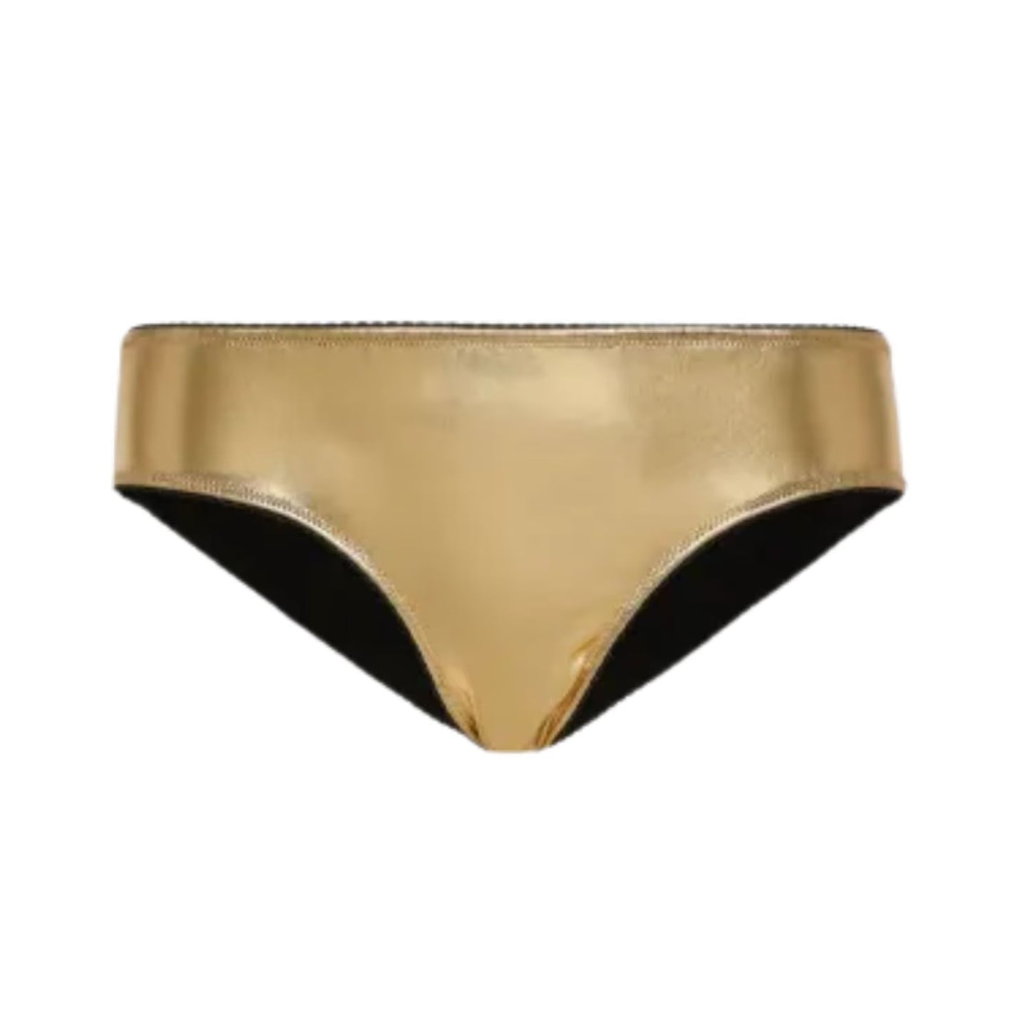 DOLCE&GABBANA Womens Bikini Bottoms Laminated Jersey Stretch Gold Brief L RRP253