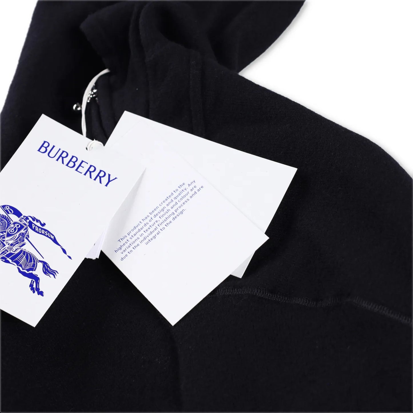 BURBERRY Mens Hoodie Quarter Zip Hooded Long Sleeve Black Wool Pullover S RRP990 — View 10