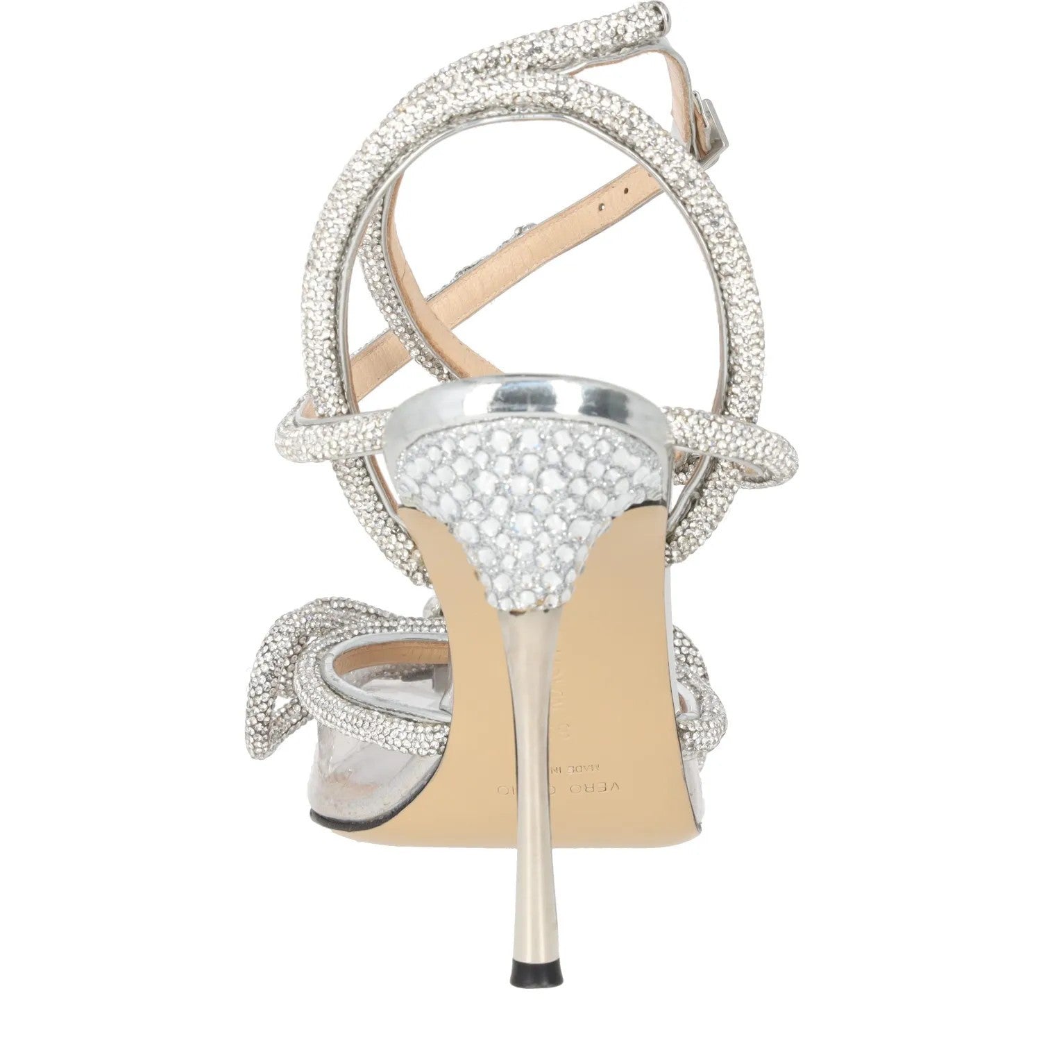 MACH & MACH Silver Strappy Slingback Heels Leather Ankle Strap Bow EU 39 RRP 880 — View 7