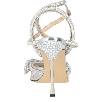 MACH & MACH Silver Strappy Slingback Heels Leather Ankle Strap Bow EU 39 RRP 880 — View 7