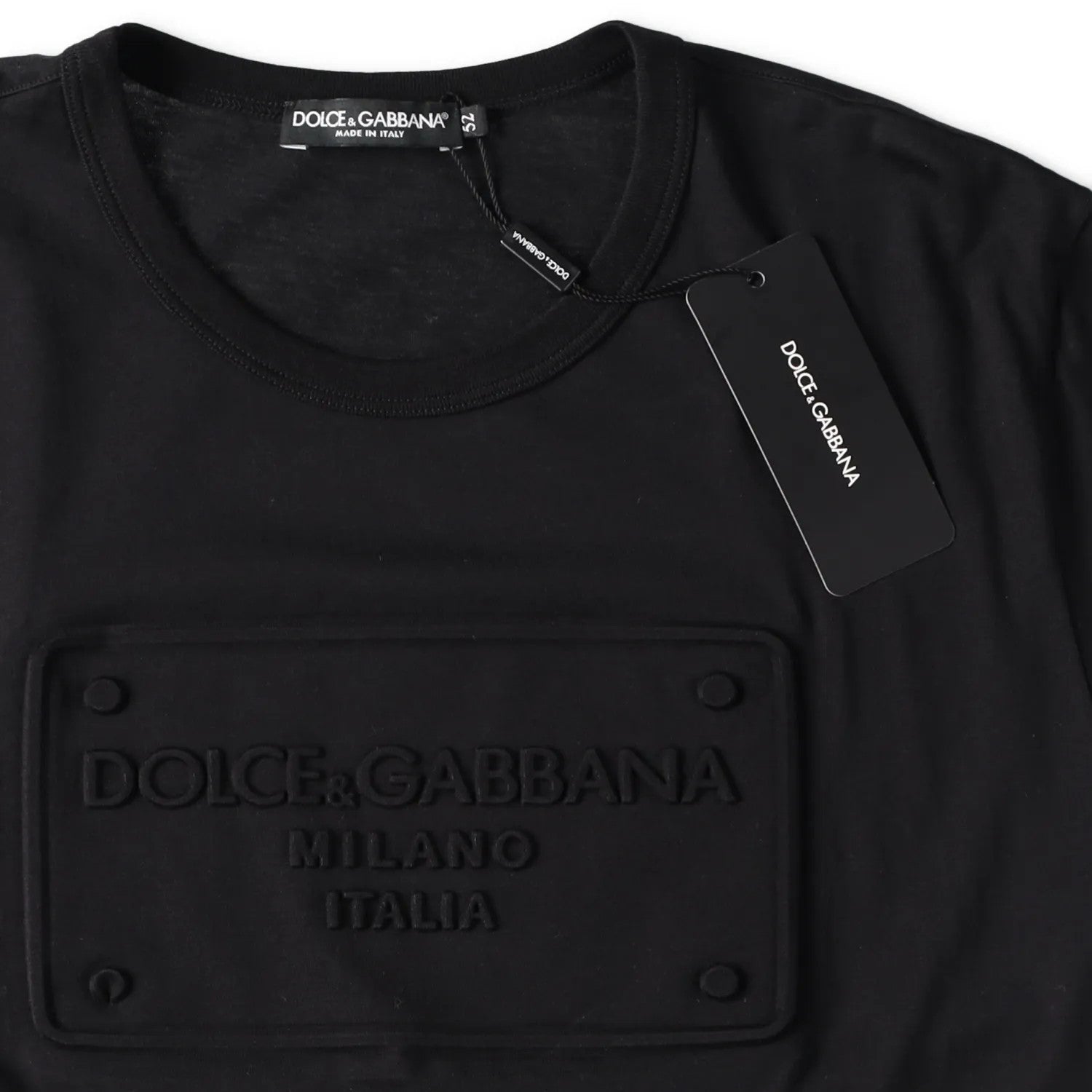 DOLCE & GABBANA Mens T-Shirt Fu7Eq+Embossing Nero Black Short Sleeve 52 RRP 475 — View 8
