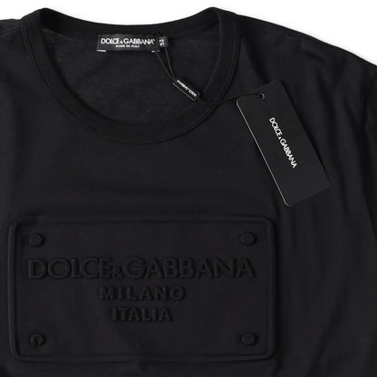 DOLCE & GABBANA Mens T-Shirt Fu7Eq+Embossing Nero Black Short Sleeve 52 RRP 475 — View 8