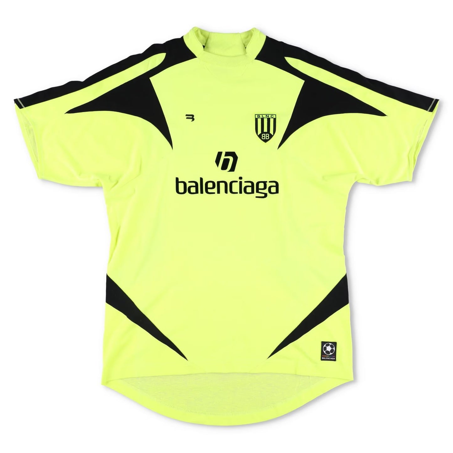BALENCIAGA Mens Football Shirt Yellow Cotton T-Shirt Logo Crew Neck XS RRP950