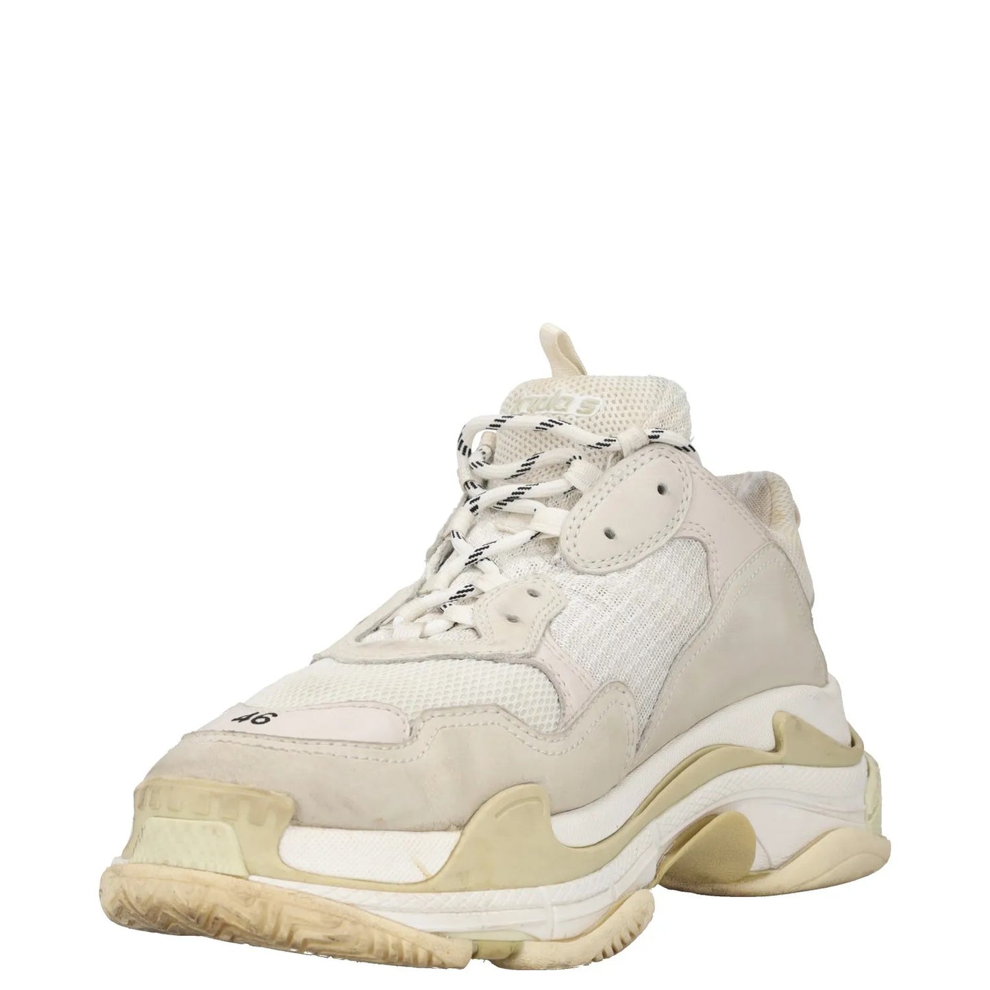 BALENCIAGA Womens Trainers White Leather Low Top Lace Up Sneaker UK 12 RRP 750 — View 3