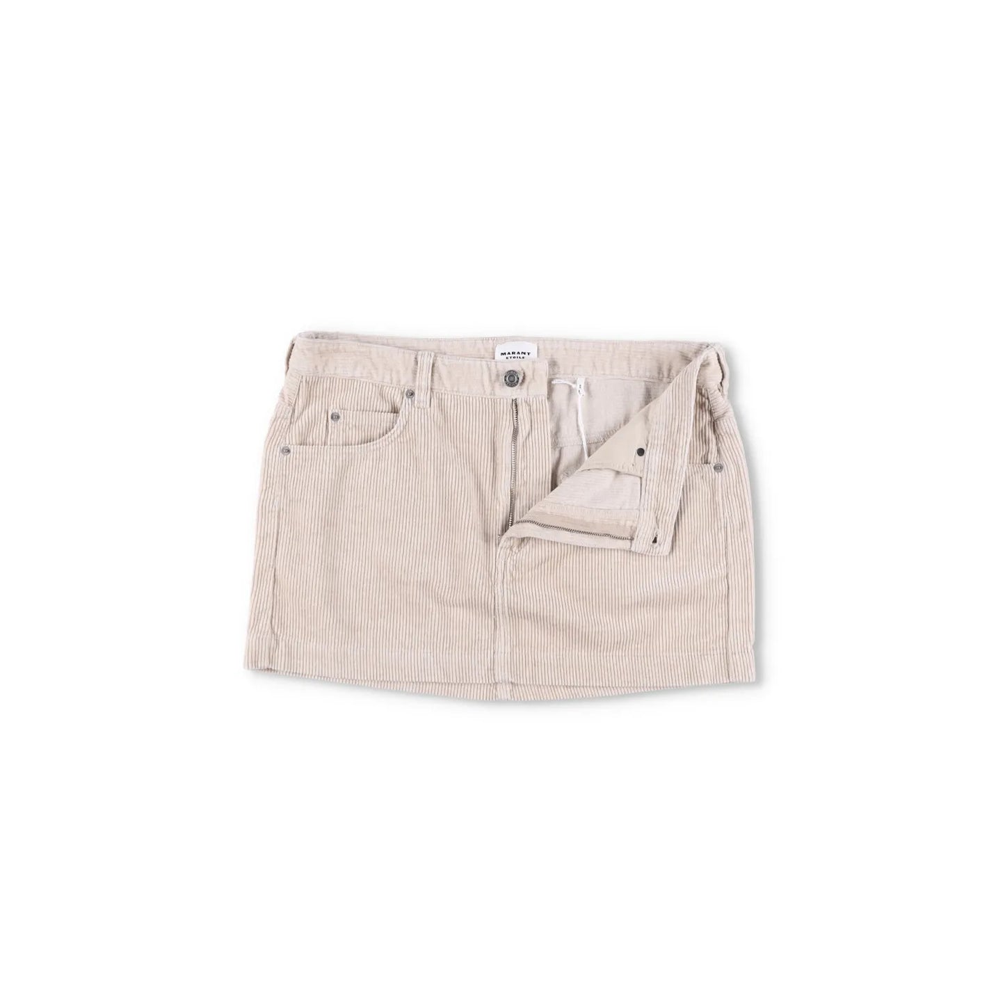 ISABEL MARANT ETOILE Womens Rania Mini Pencil Skirt Neutrals Corduroy 44 RRP 255 — View 5