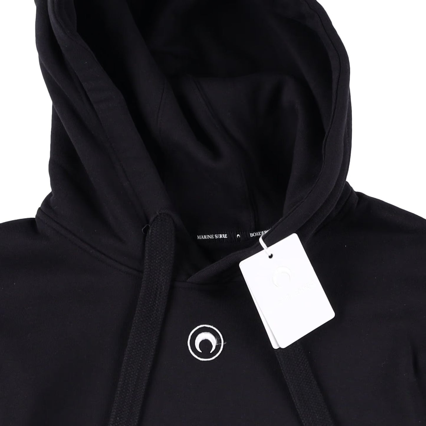 MARINE SERRE Womens Organic Cotton Fleece Hoodie Black Logo Size XS RRP 330 — View 9