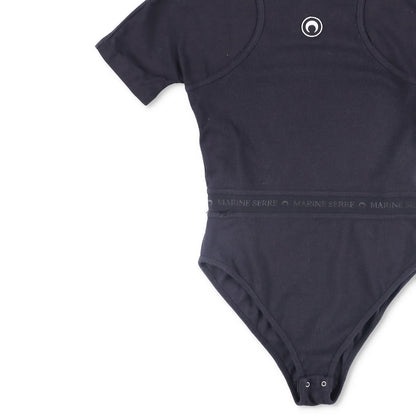 MARINE SERRE Womens Organic Cotton Rib 2X2 One-Piece Bodysuit Black L RRP 260 — View 3