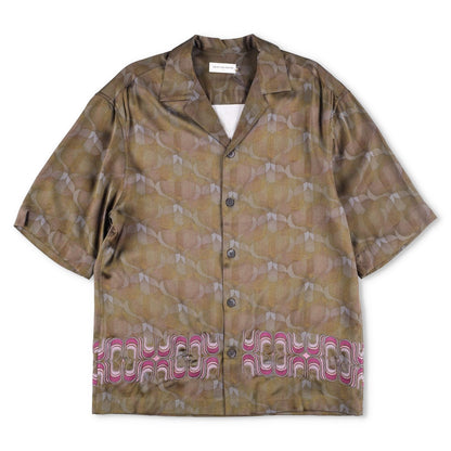 DRIES VAN NOTEN Mens Cassi Embroider Shirt Button-Up Green Short Sleeve S RRP753