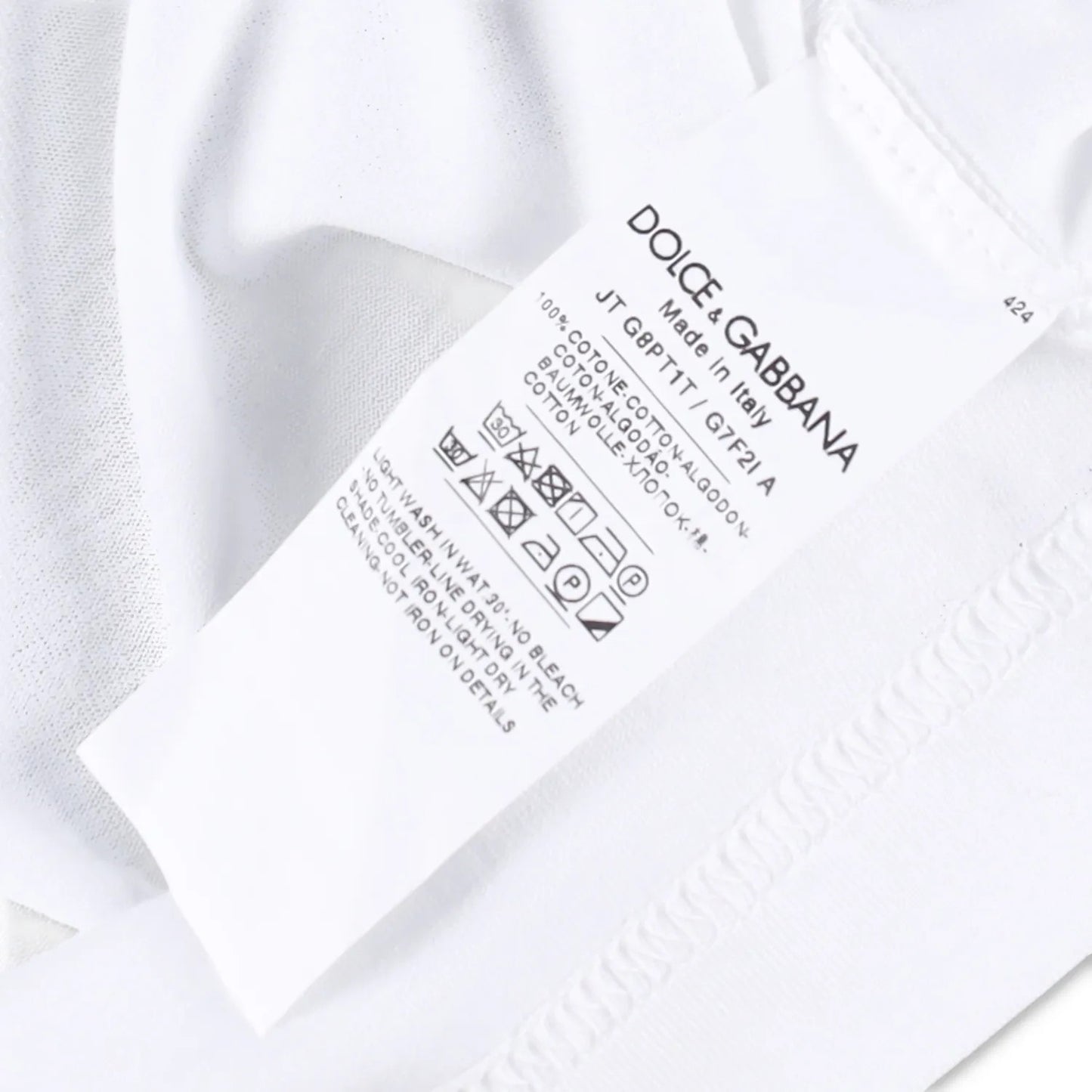 DOLCE & GABBANA Mens T-Shirt White Short Sleeve Crew Neck Plaque Size 48 RRP 485 — View 7