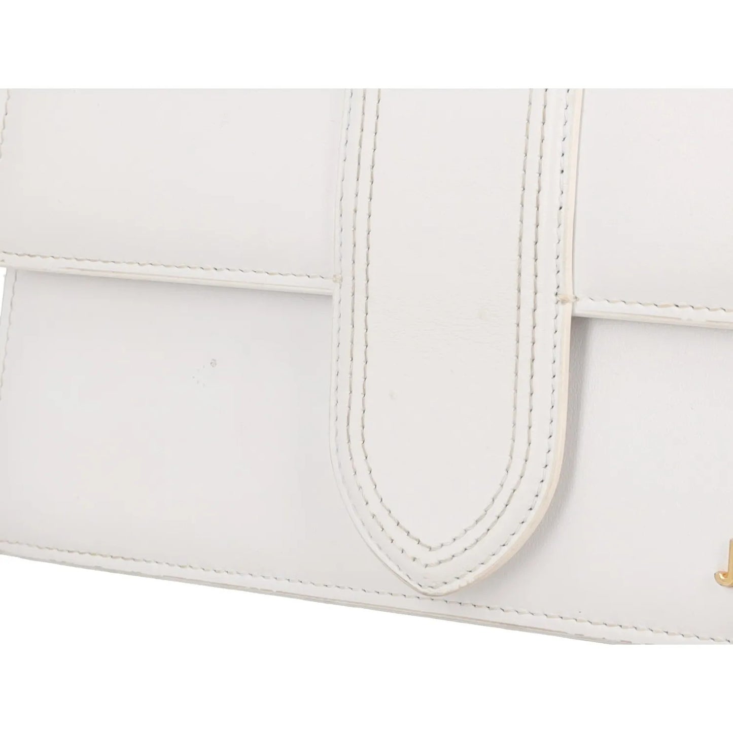 JACQUEMUS Womens Top Handle Bag White Leather Gold Logo Size M RRP 600 — View 11