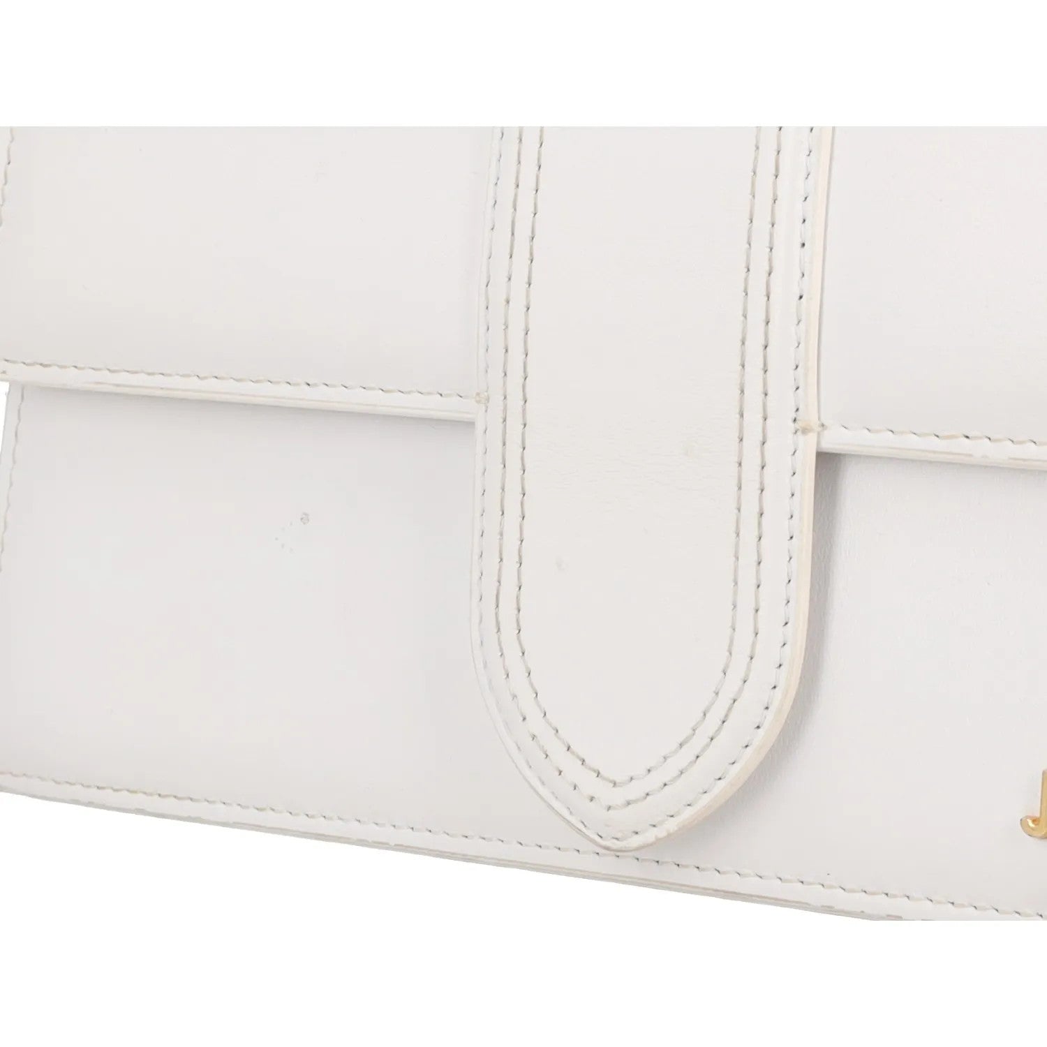 JACQUEMUS Womens Top Handle Bag White Leather Gold Logo Size M RRP 600 — View 11