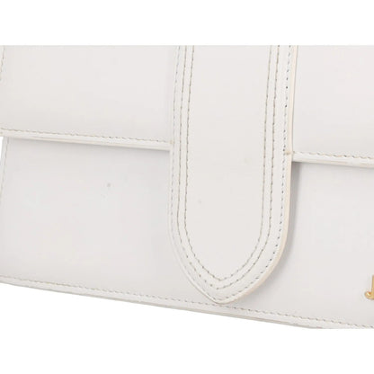 JACQUEMUS Womens Top Handle Bag White Leather Gold Logo Size M RRP 600 — View 11