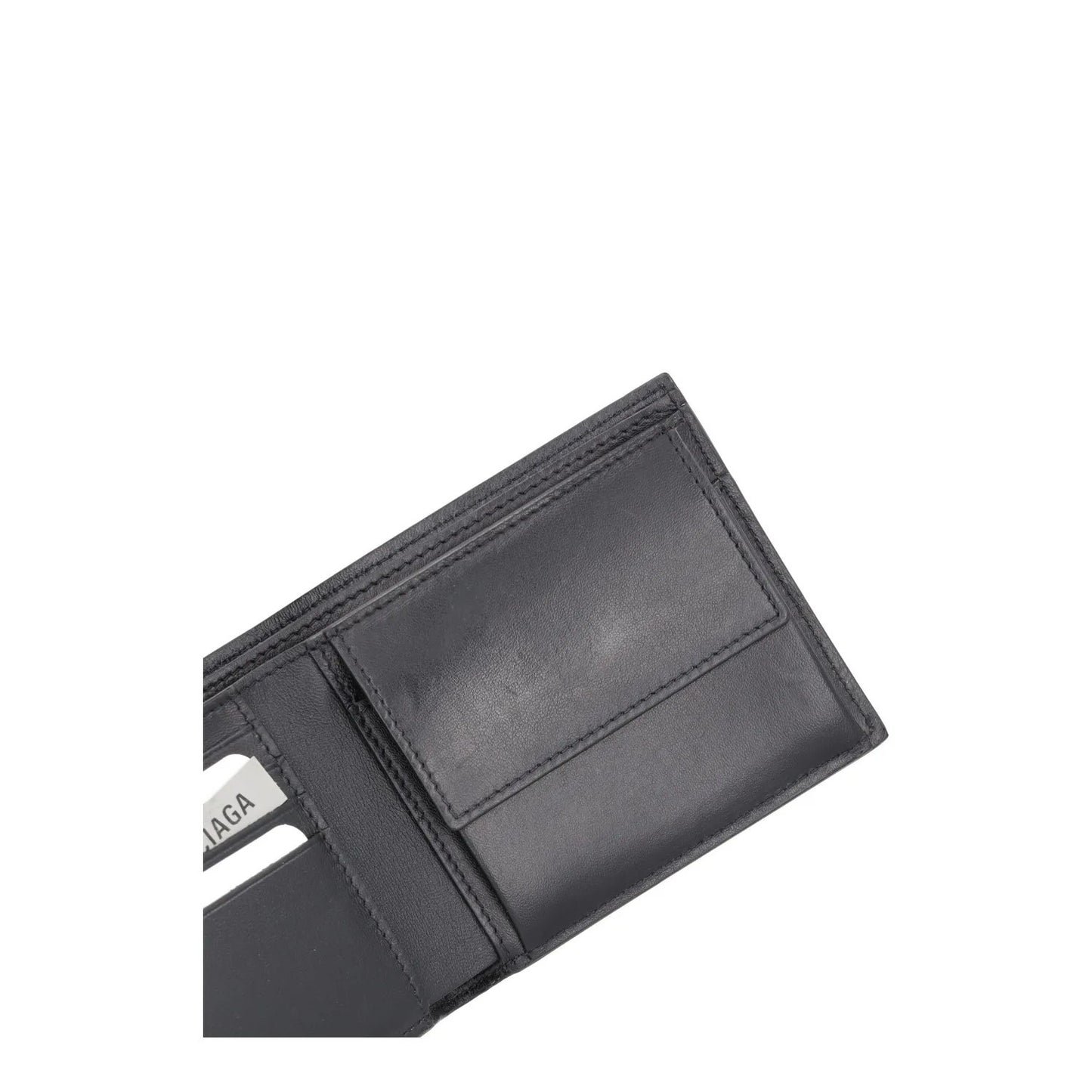 BALENCIAGA Mens Wallet Folding Logo Accent Black Leather One Size RRP 375 — View 6