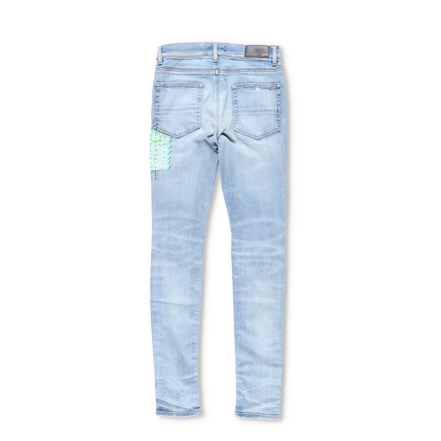 AMIRI Mens Skinny Jeans Blue Cotton Denim Embroidered Light Distressed 30 RRP890 — View 5