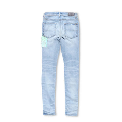 AMIRI Mens Skinny Jeans Blue Cotton Denim Embroidered Light Distressed 30 RRP890 — View 5