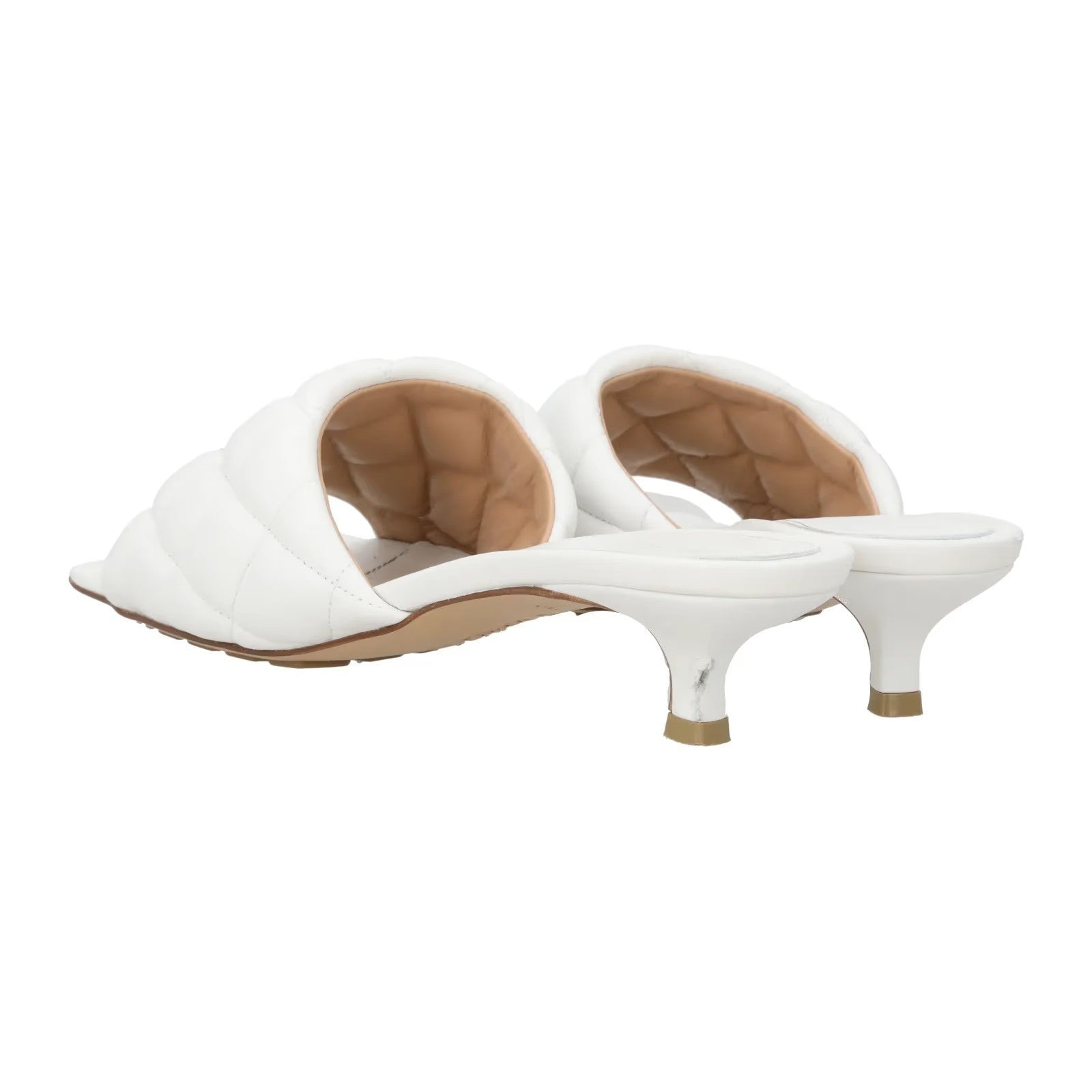 BOTTEGA VENETA Womens Mule Mid Heel Leather Quilted Square Toe White EU34 RRP810 — View 8