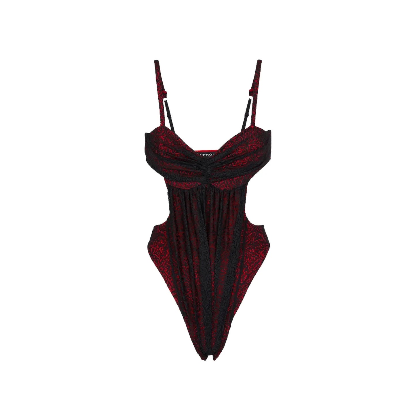Y PROJECT Womens Ruched Cut-Out Lace Bodysuit Black One-Piece Lace UK10 RRP 315