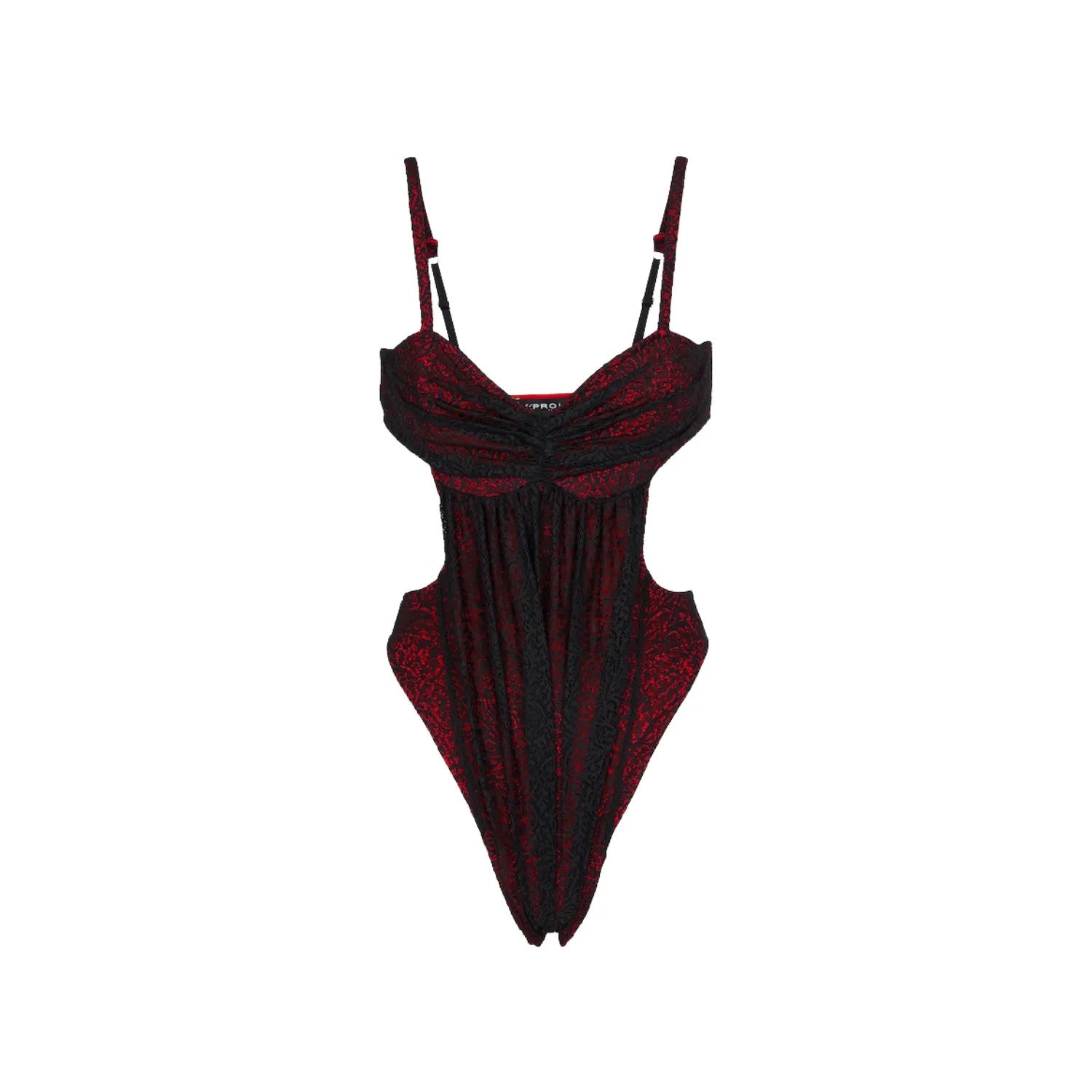 Y PROJECT Womens Ruched Cut-Out Lace Bodysuit Black One-Piece Lace UK10 RRP 315