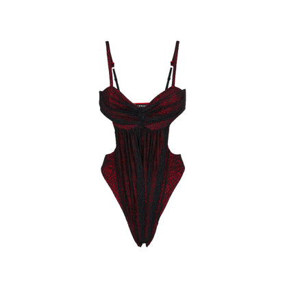 Y PROJECT Womens Ruched Cut-Out Lace Bodysuit Black One-Piece Lace UK10 RRP 315