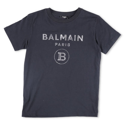 BALMAIN Womens T-Shirt Cotton Crew Neck Short Sleeve Logo Black Size 12 RRP 225