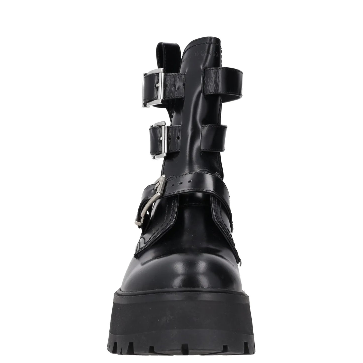 ALEXANDER MCQUEEN Womens Boots Platform Ankle Straps Black Leather UK 8 RRP 450 — View 4