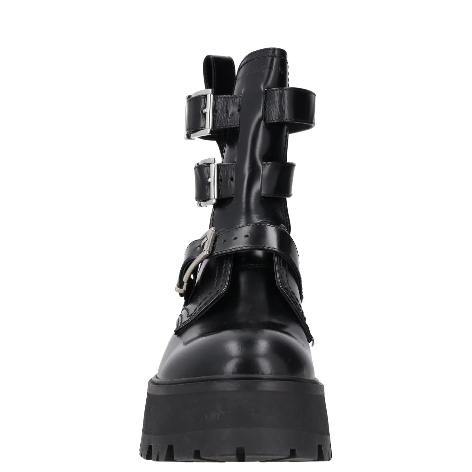ALEXANDER MCQUEEN Womens Boots Platform Ankle Straps Black Leather UK 8 RRP 450 — View 4
