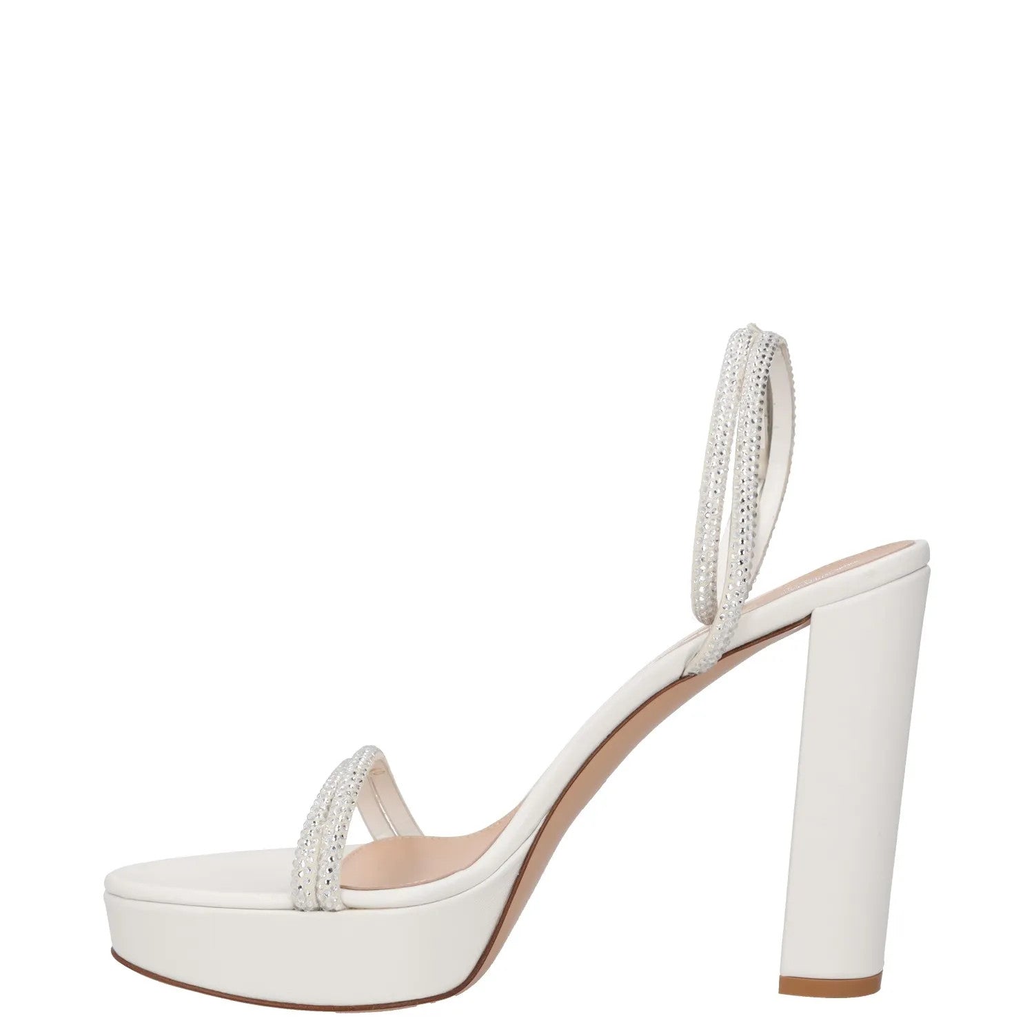 GIANVITO ROSSI Womens Heels White Leather Block Heel Open Toe Buckle UK 7 RRP450 — View 4