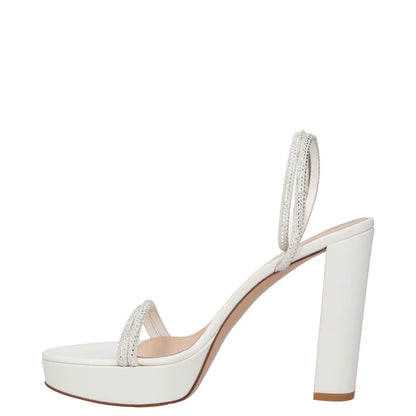 GIANVITO ROSSI Womens Heels White Leather Block Heel Open Toe Buckle UK 7 RRP450 — View 4