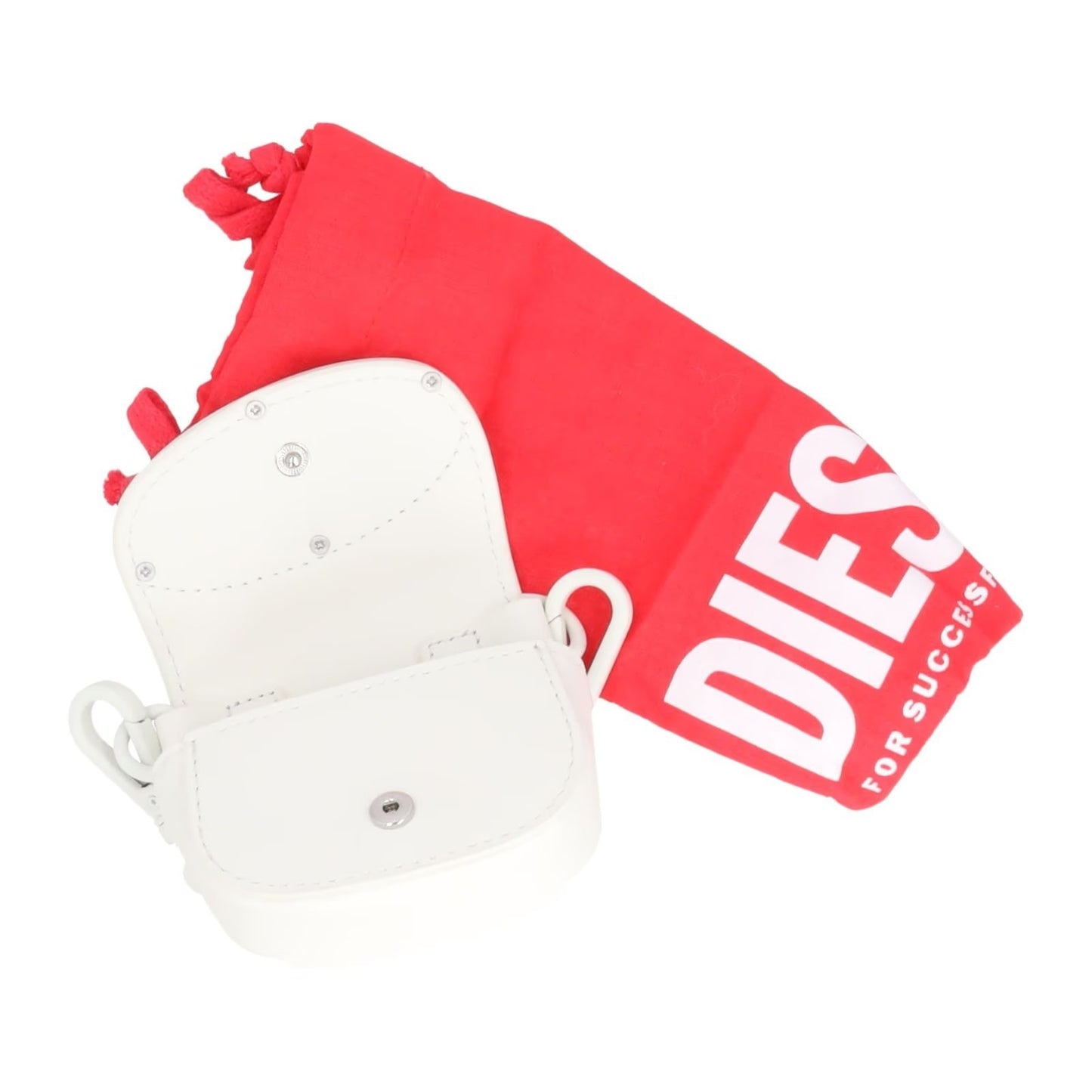 DIESEL Womens MICRO Rubber 1Dr Bag Charm White Leather Logo RRP 200 — View 10