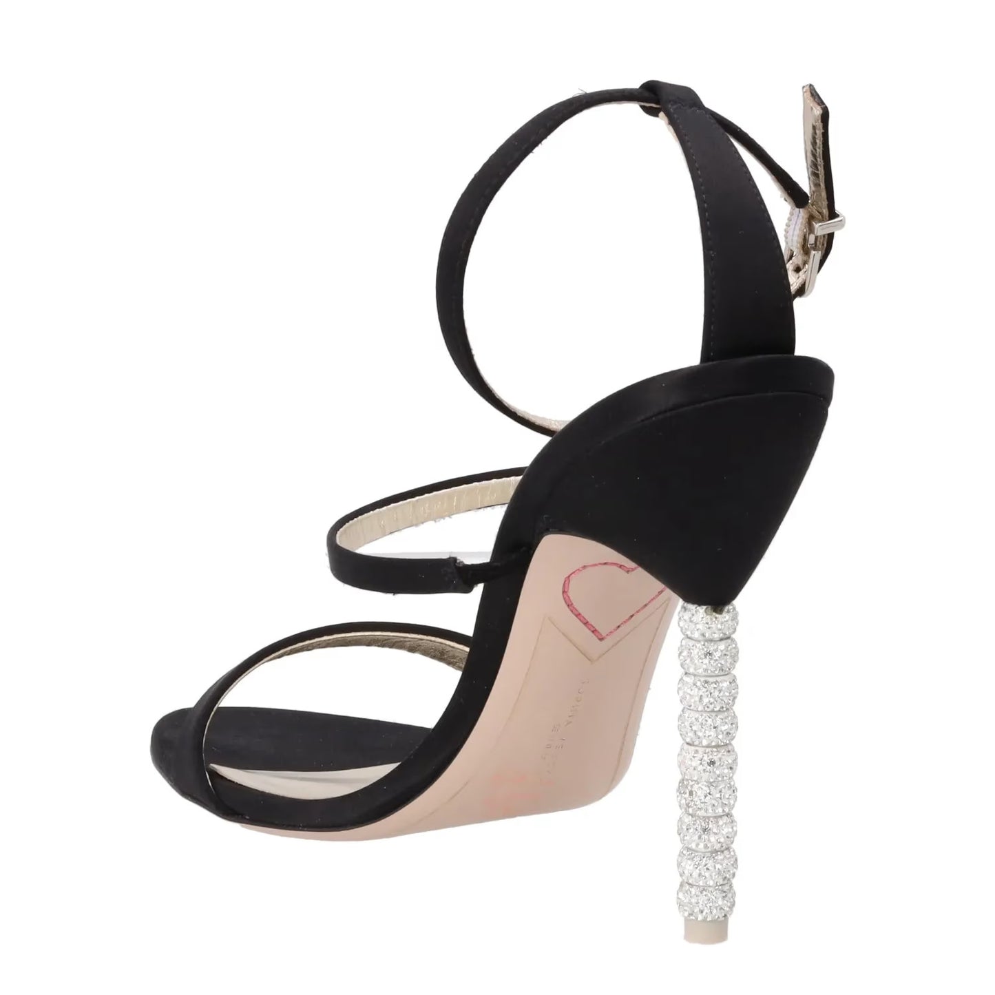 SOPHIA WEBSTER Rosalind Crystal Satin Sandals Black High Heel Buckle EU41 RRP500 — View 5