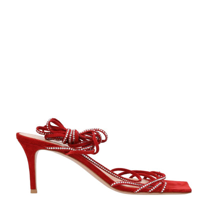 GIANVITO ROSSI Womens Red Stiletto Sandal Leather Strappy Square Toe UK7 RRP1099