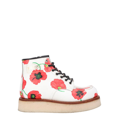 KENZO Womens Yama Lace Boots Leather Casual White Red Floral Size 36 RRP 735