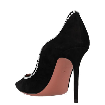 AMINA MUADDI Womens Court Heels Black Leather Rhinestone Stiletto UK 3 RRP 600 — View 5