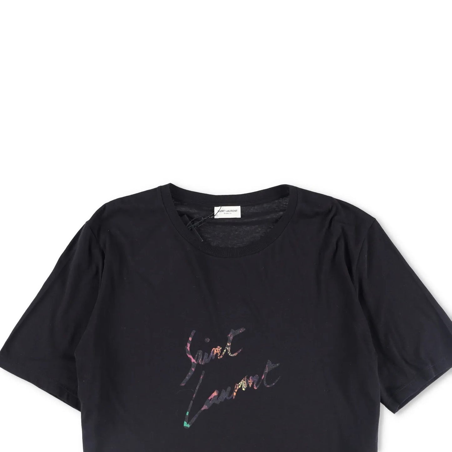 SAINT LAURENT Mens T-Shirt Cotton Black Logo Crew Neck Size XL RRP 400 — View 2