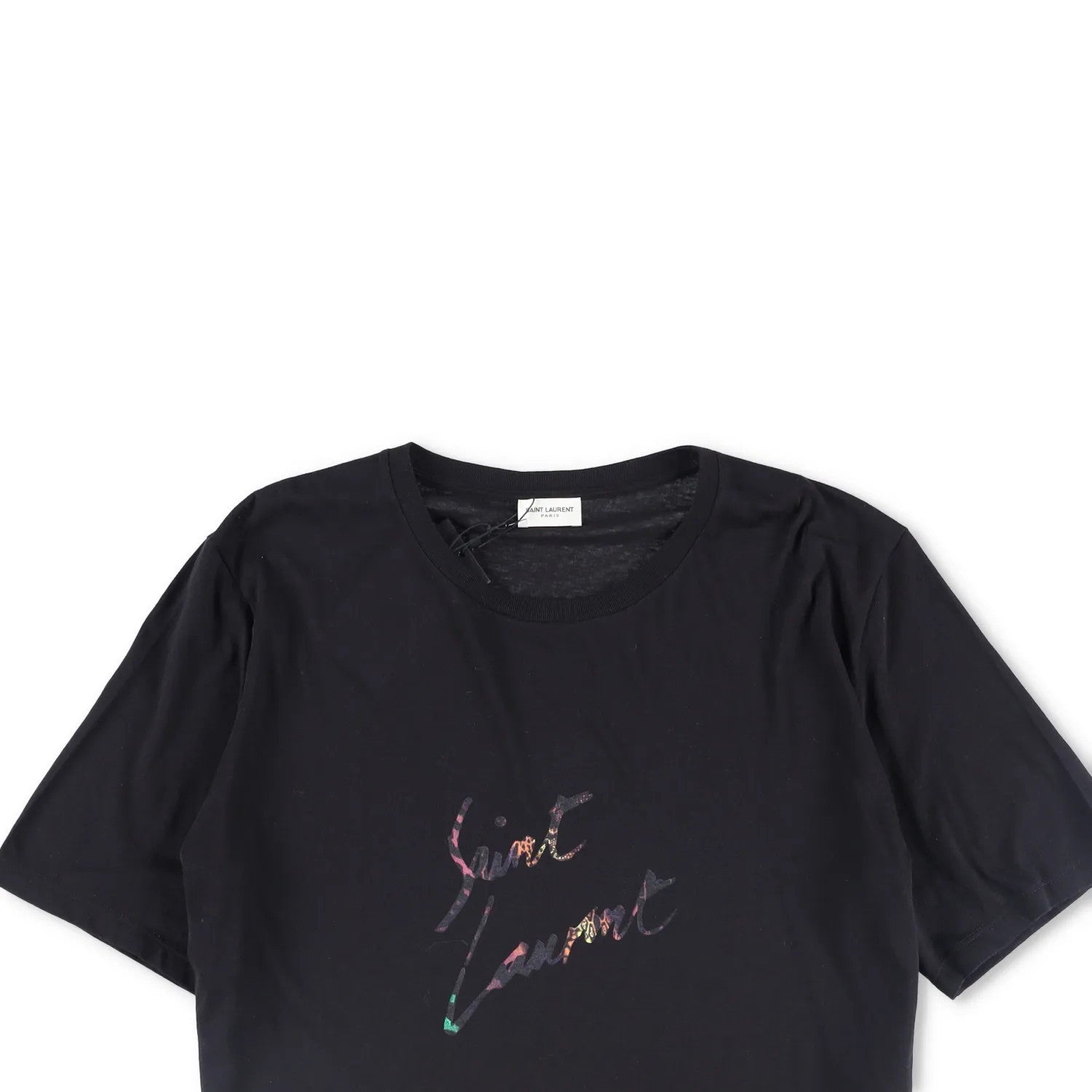 SAINT LAURENT Mens T-Shirt Cotton Black Logo Crew Neck Size XL RRP 400 — View 2