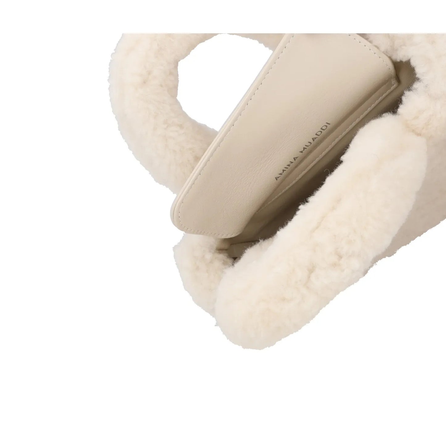 AMINA MUADDI Womens Handbag White Plush Shearling Top Handle S RRP 650 — View 11
