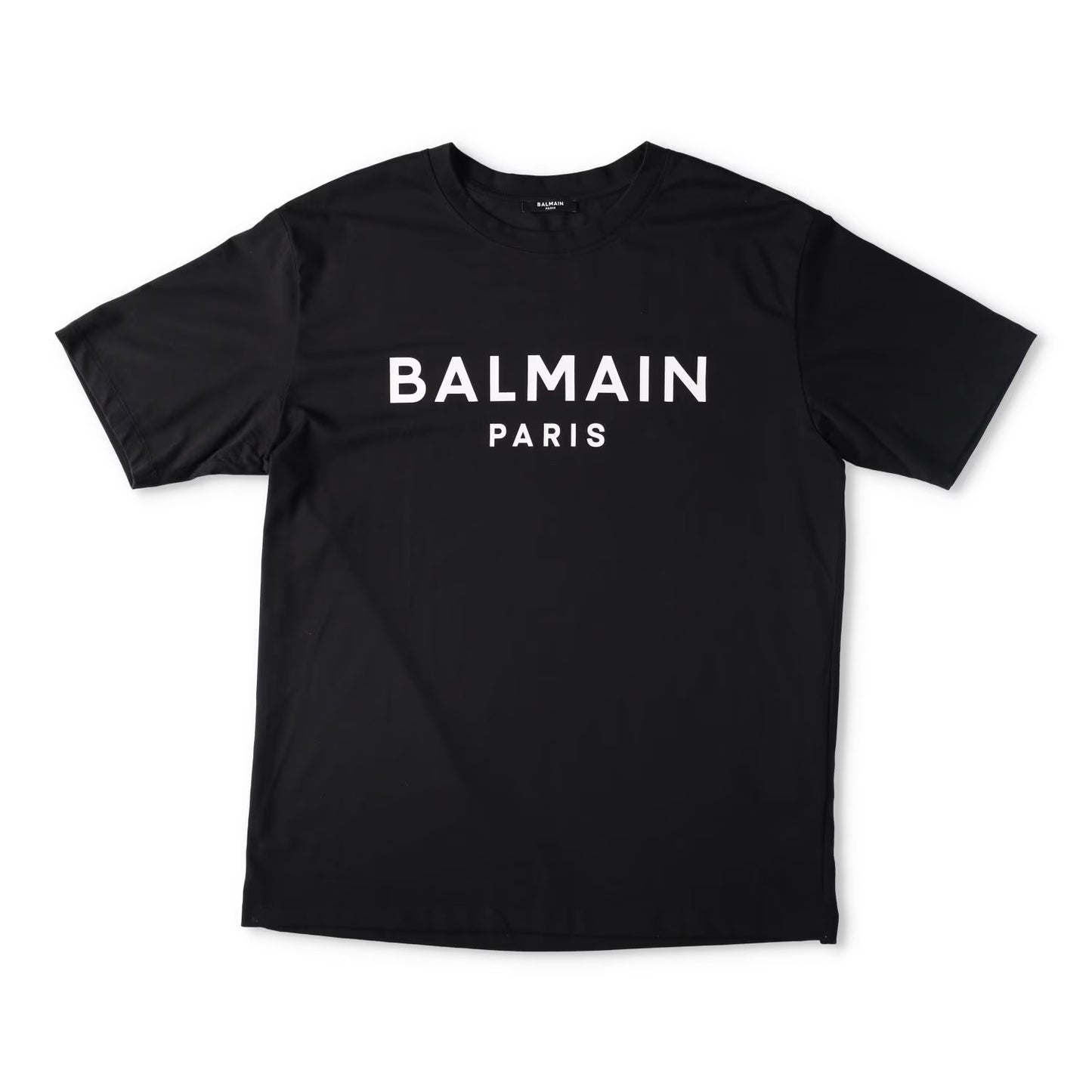 BALMAIN Mens Print T-Shirt Straight Fit Crew Neck Cotton Black M RRP 395