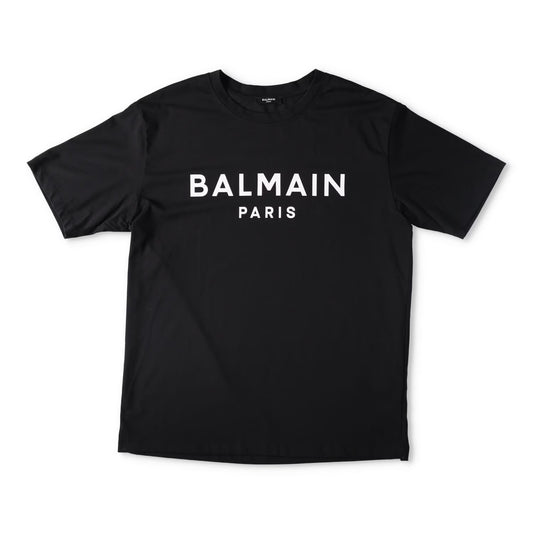 BALMAIN Mens Print T-Shirt Straight Fit Crew Neck Cotton Black M RRP 395