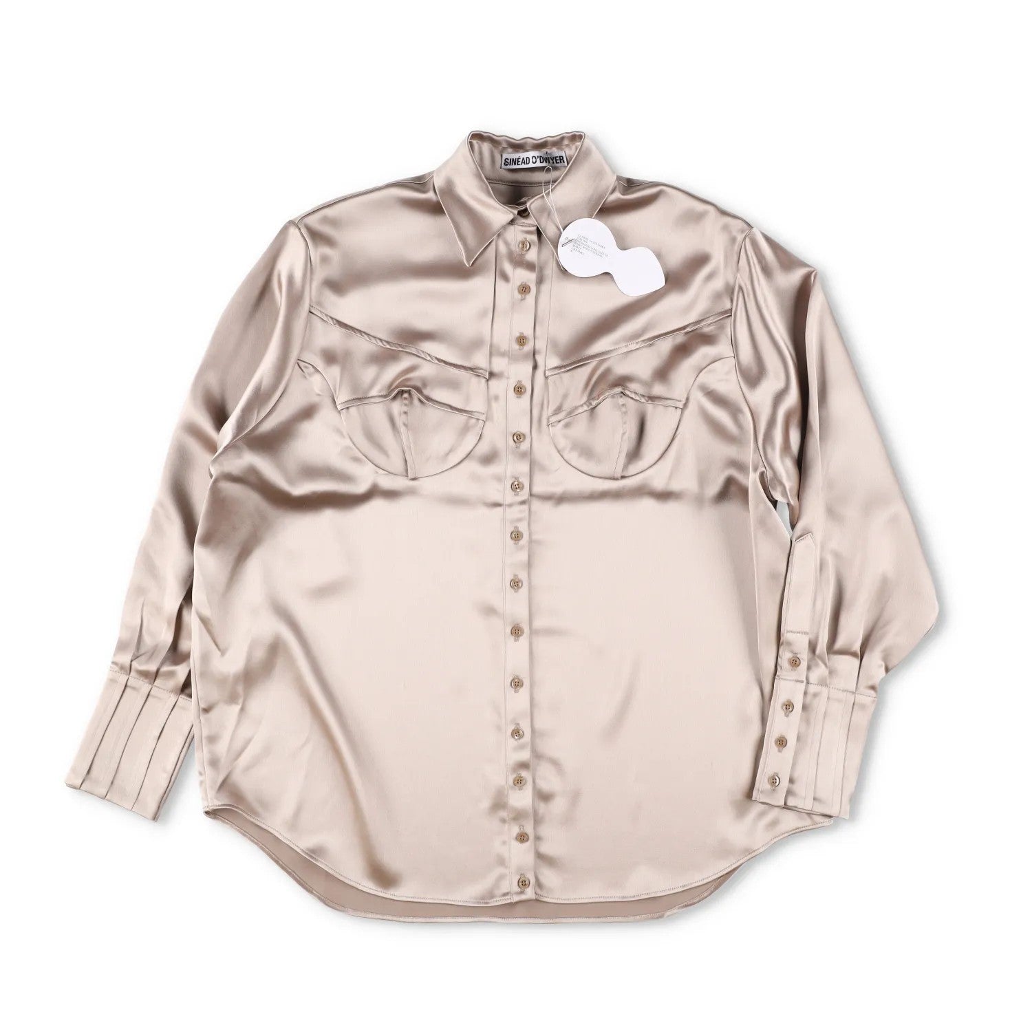 SINEAD O'DWYER Womens Classic Satin Viscose Caramel Blouse Metallic 8 RRP 805 — View 6