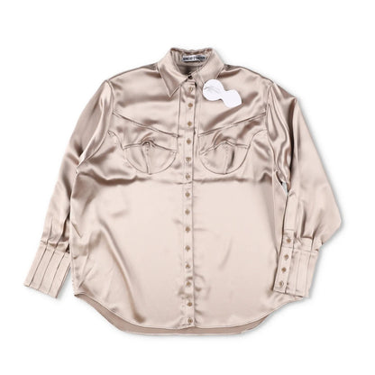 SINEAD O'DWYER Womens Classic Satin Viscose Caramel Blouse Metallic 8 RRP 805 — View 6