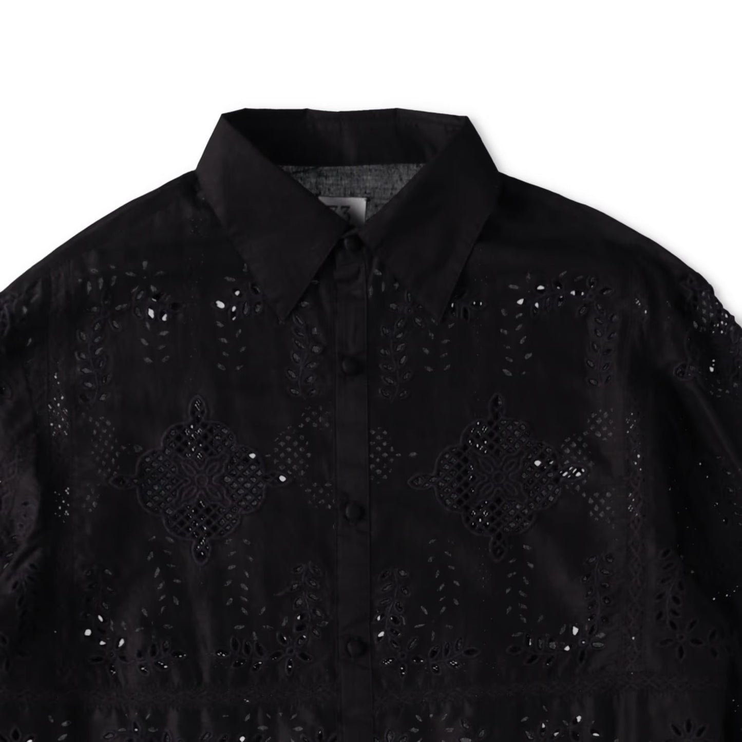 73 LONDON Mens Cut Work Broderie Long Sleeve Shirt Button-Up Black 42 RRP 443.9 — View 3