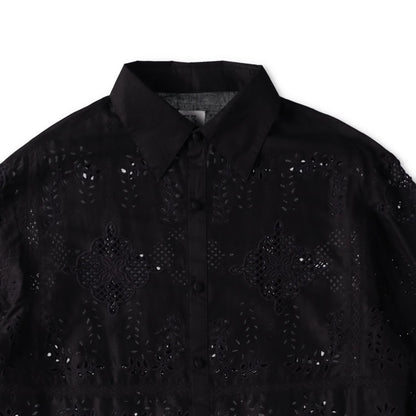 73 LONDON Mens Cut Work Broderie Long Sleeve Shirt Button-Up Black 42 RRP 443.9 — View 3