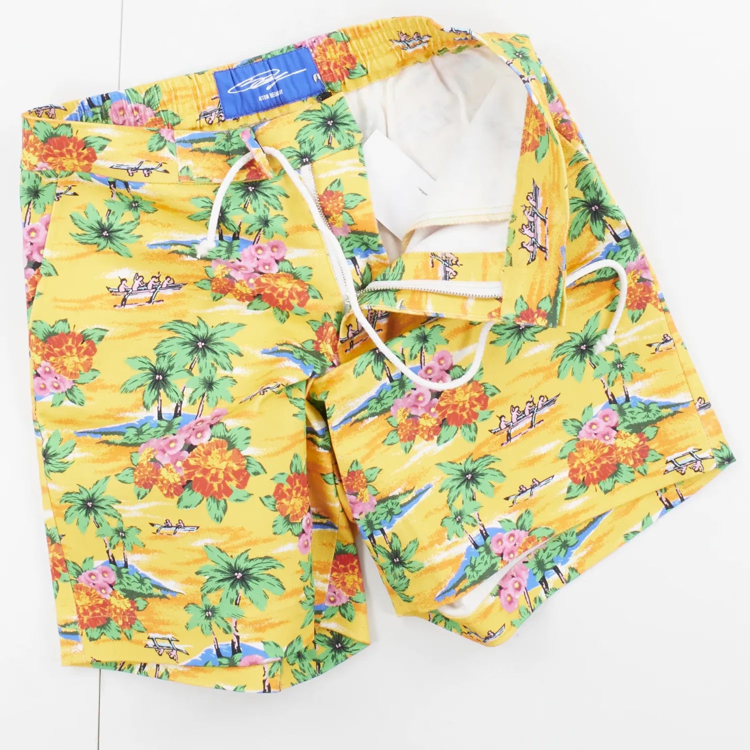 Anton Belinskiy Mens Printed Floral Bermuda Shorts Yellow Size S RRP 500 — View 5