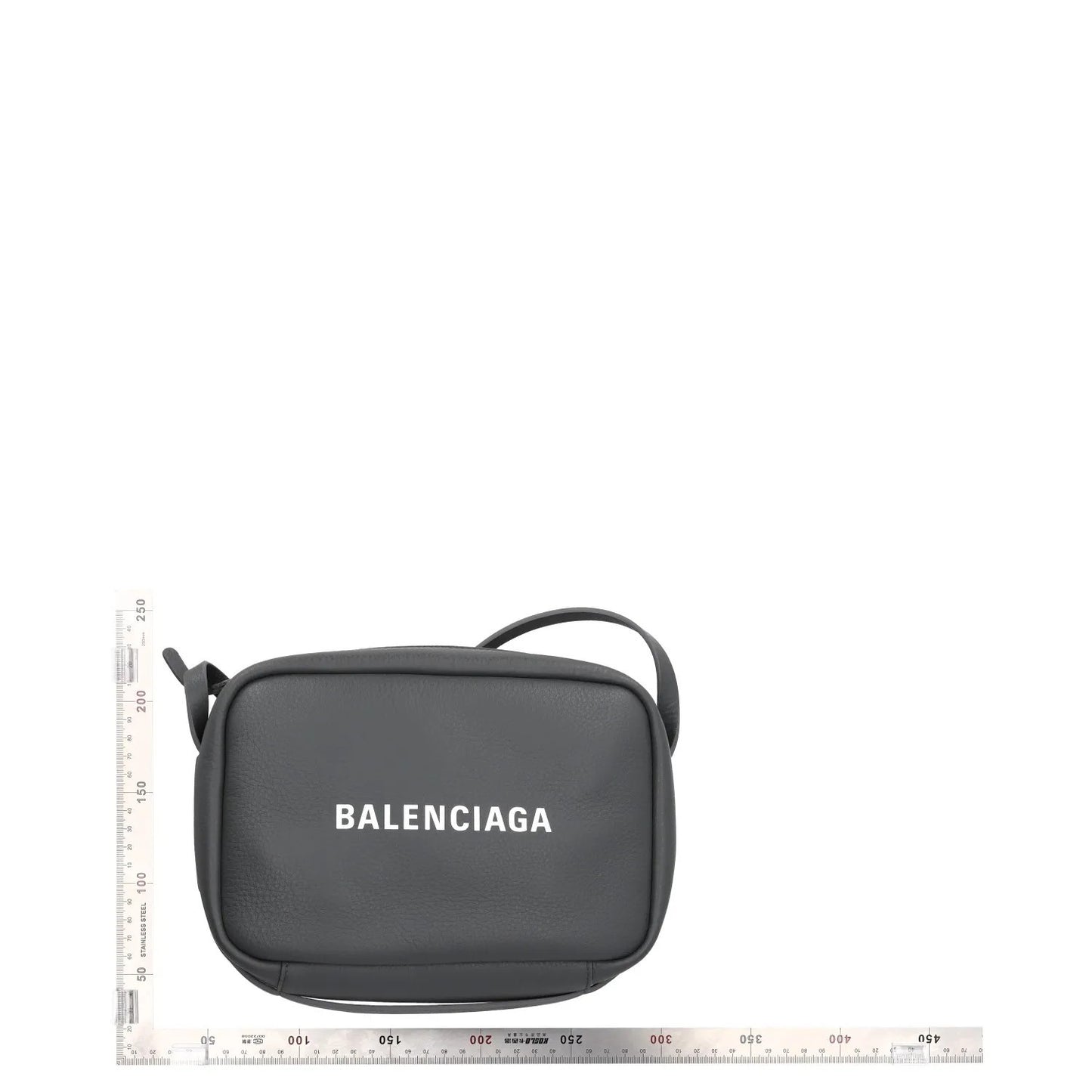BALENCIAGA Womens Crossbody Bag Grey Leather Handbag Logo Size Small RRP 950 — View 2