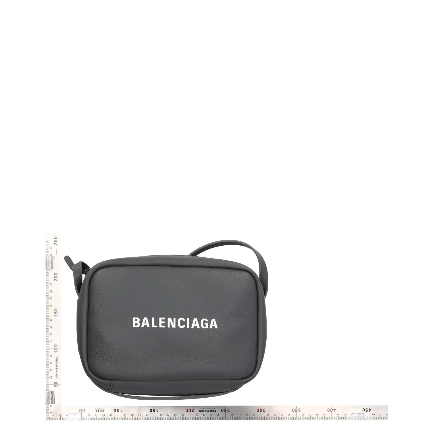 BALENCIAGA Womens Crossbody Bag Grey Leather Handbag Logo Size Small RRP 950 — View 2