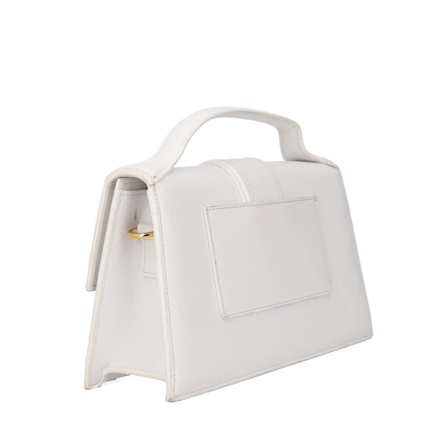 JACQUEMUS Womens Top Handle Bag White Leather Gold Logo Size M RRP 600 — View 3