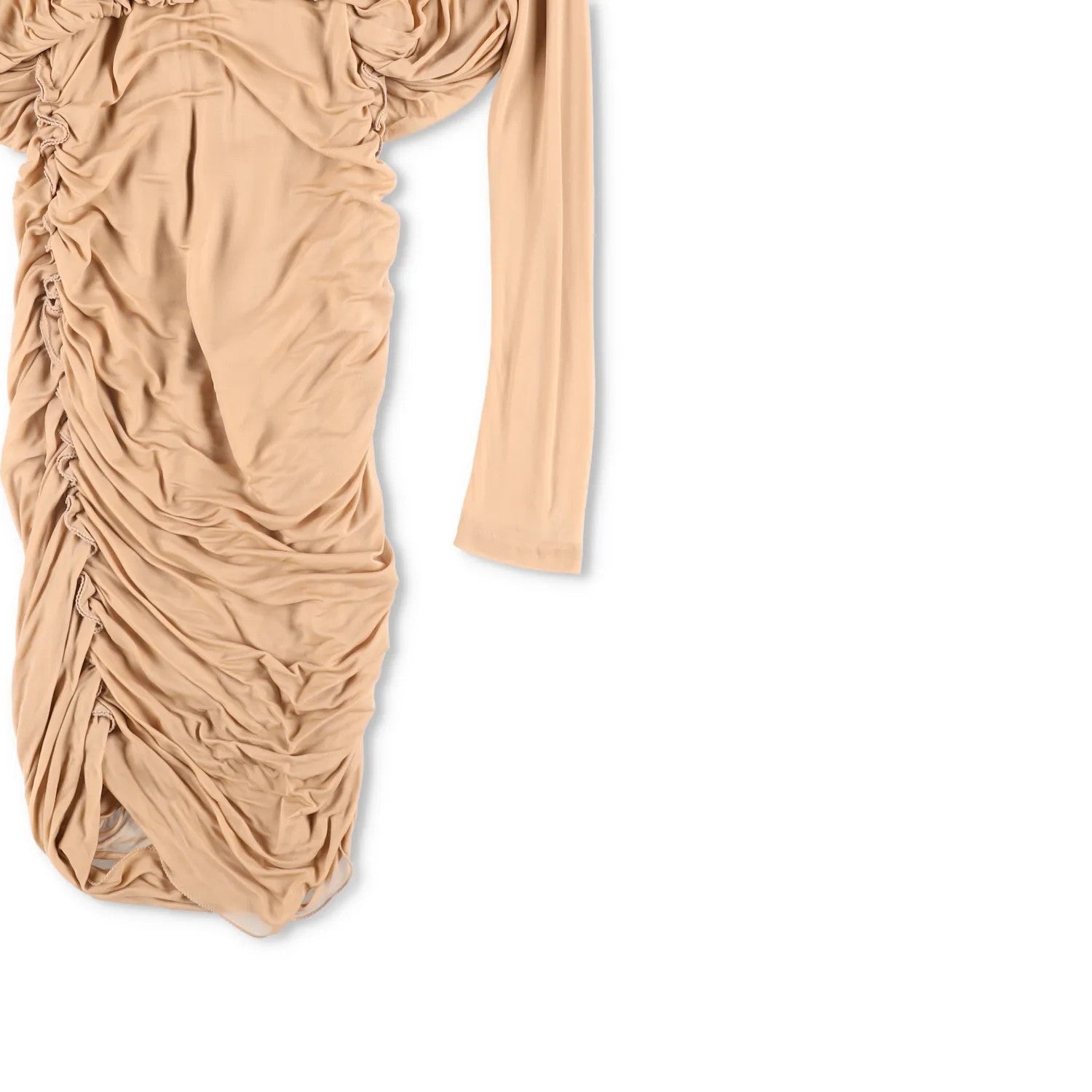 SAINT LAURENT Womens Slip Dress Mini V-Neck Long Sleeve Ruched Silk 34 RRP 2555 — View 5