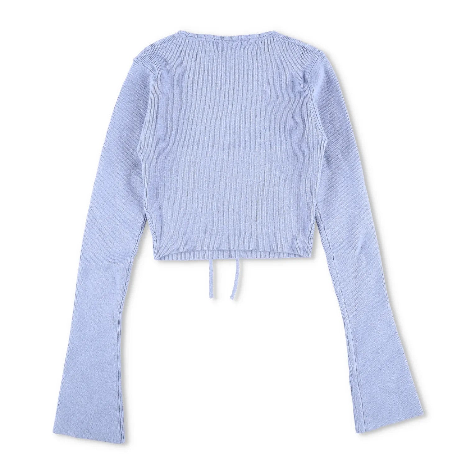 DANIELLE GUIZIO Women Bow Knit Sweater Long Flared Sleeve Cropped Blue XS RRP195 — View 7