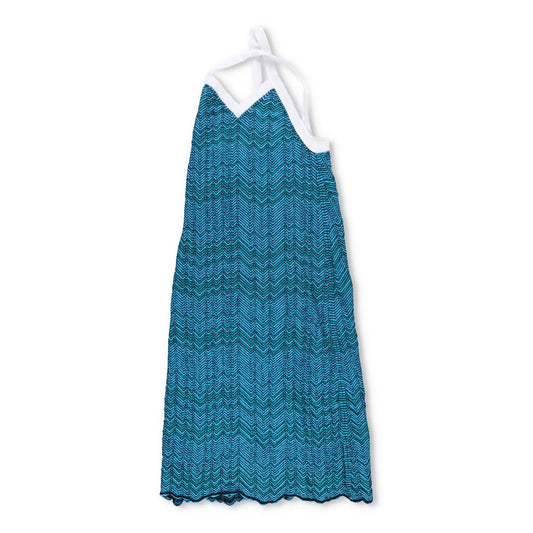 WALES BONNER Womens Palm Knit Midi Dress Blue Tie Chevron Sleeveless M RRP 585